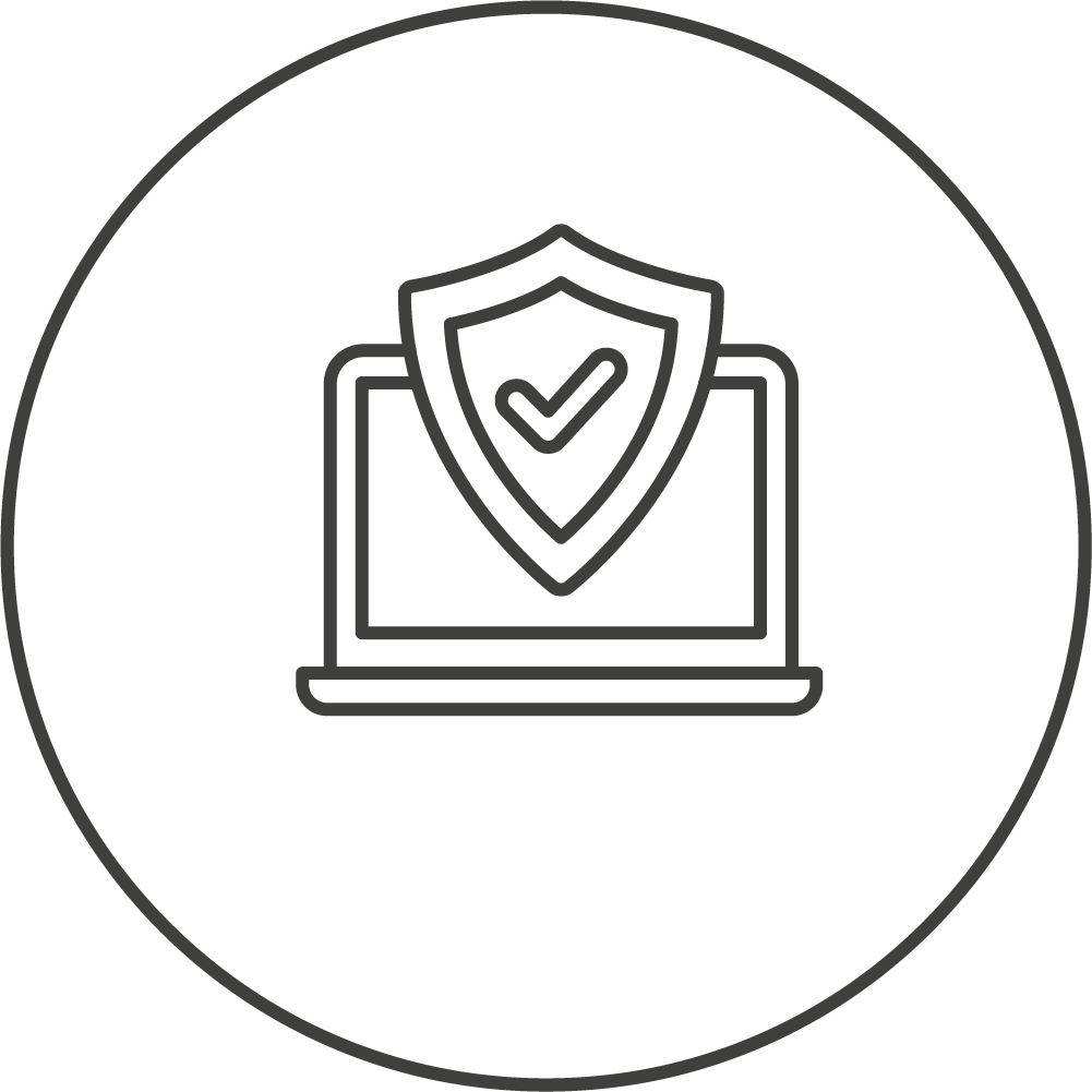 Icon eines Laptops mit Schutzschild