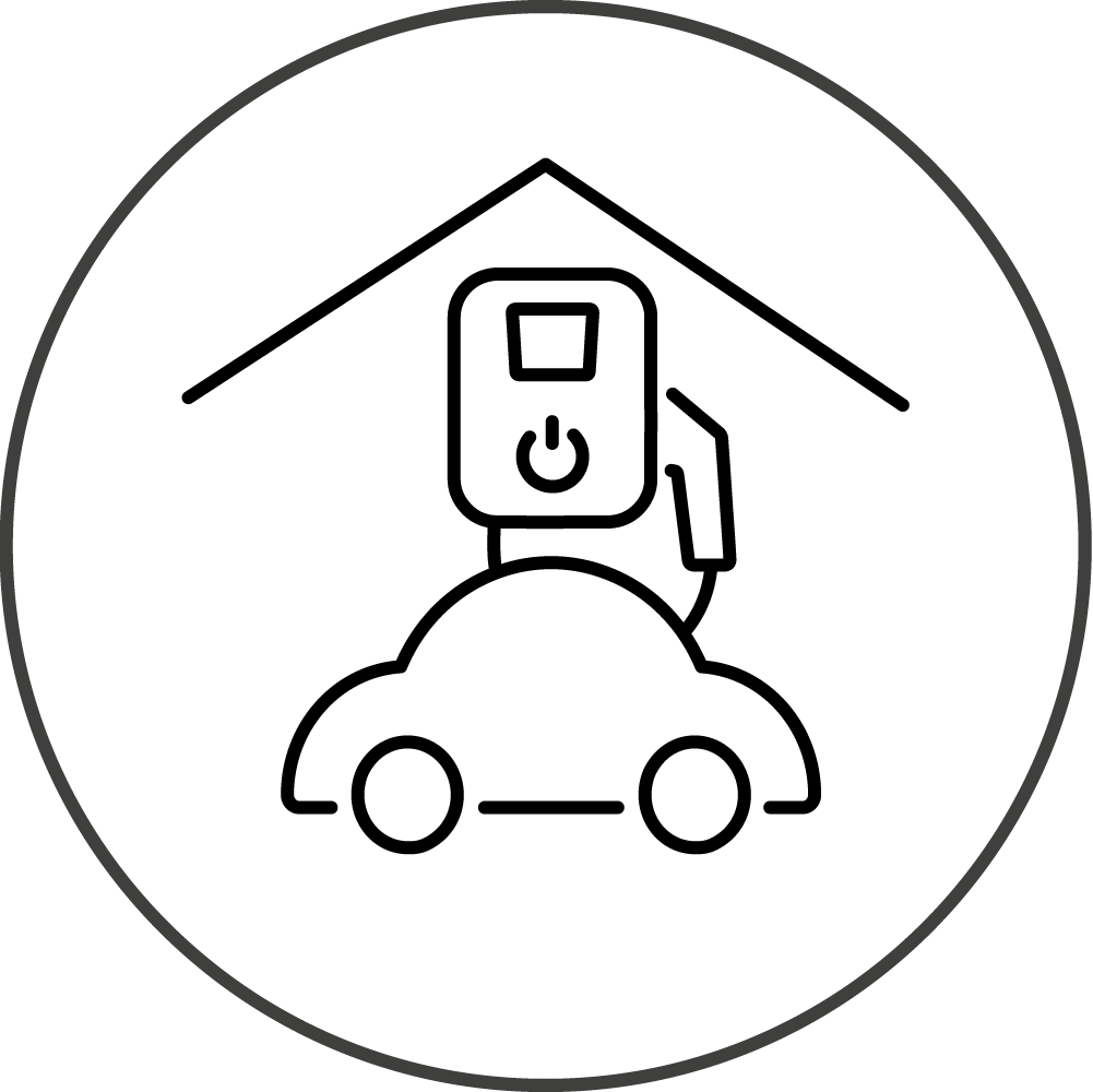 Icon von Auto vor Wallbox
