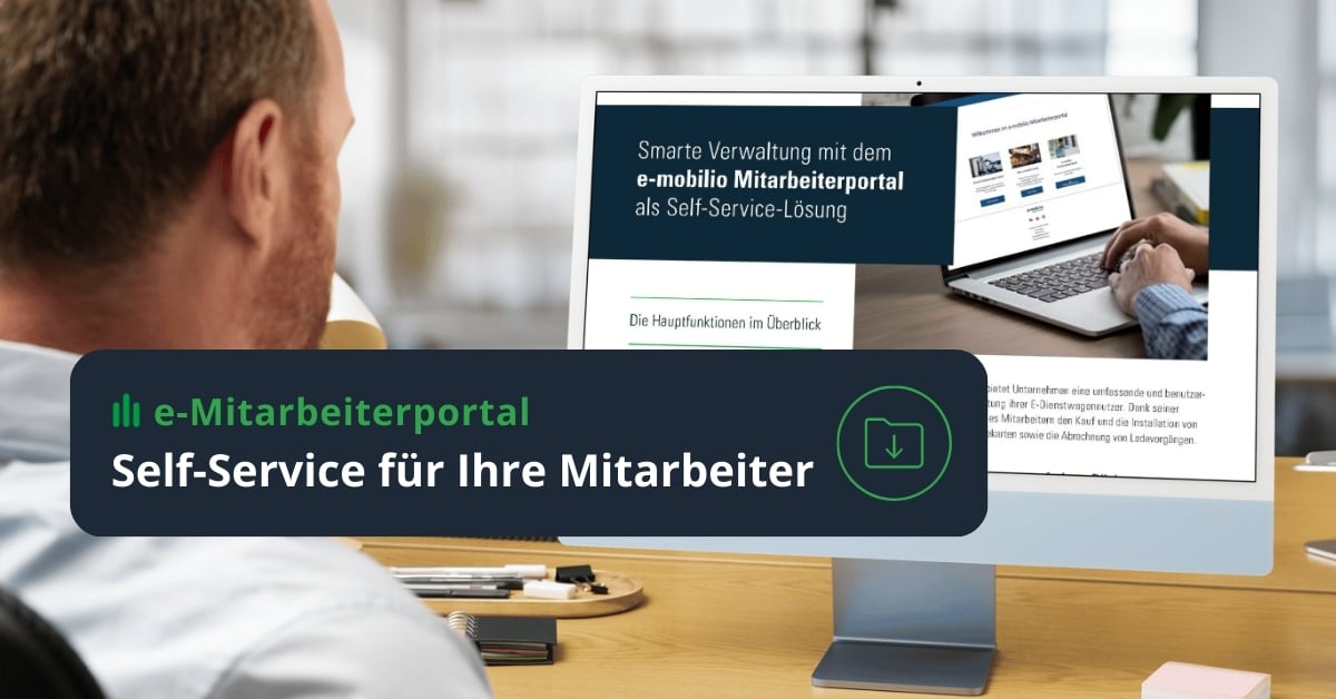 e-mobilio e-Mitarbeiterportal Factsheet mit unserer Self-Service-Lösung für Ihren elektrischen Fuhrpark